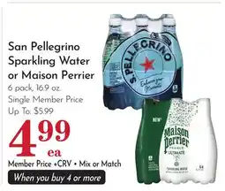 Pavilions San Pellegrino Sparkling Water or Maison Perrier offer
