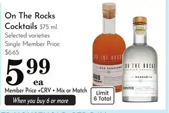 Pavilions On The Rocks Cocktails offer