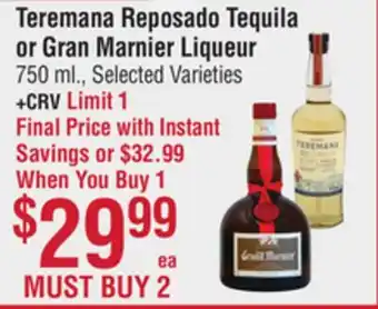 Smart & Final Teremana Reposado Tequila or Gran Marnier Liqueur offer