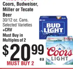 Smart & Final Coors, Budweiser, Miller or Tecate Beer offer