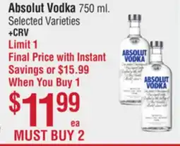 Smart & Final Absolut Vodka offer