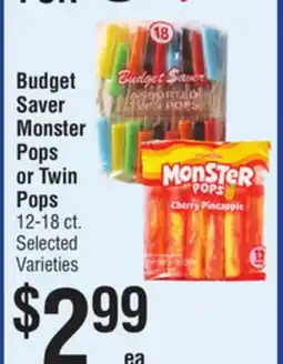 Smart & Final Budget Saver Monster Pops or Twin Pops offer