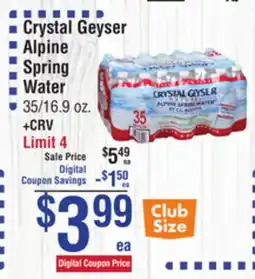 Smart & Final Crystal Geyser Alpine Spring Water offer