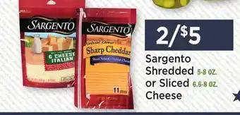 Heinen's Sargento Shredded 5-8 OZ. or Sliced 6.6-8 OZ. Cheese offer