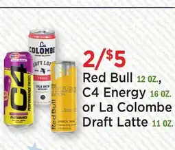 Heinen's Red Bull 12 OZ., C4 Energy 16 OZ. or La Colombe Draft Latte 11 OZ offer