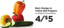 Food 4 Less Red, Orange or Yellow Bell Peppers or English Cucumbers offer