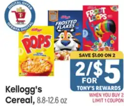 Tony’s Fresh Market Kellogg's Cereal offer