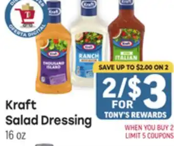 Tony’s Fresh Market Kraft Salad Dressing offer
