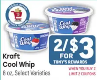 Tony’s Fresh Market Kraft Cool Whip offer