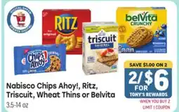 Tony’s Fresh Market Nabisco Chips Ahoy!, Ritz, Triscuit, Wheat Thins or Belvita offer
