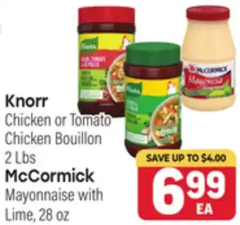 Tony’s Fresh Market Knorr Chicken or Tomato Chicken Bouillon 2 Lbs, McCormick Mayonnaise with Lime offer