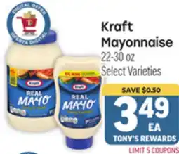 Tony’s Fresh Market Kraft Mayonnaise offer