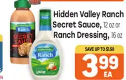 Tony’s Fresh Market Hidden Valley Ranch Secret Sauce, 12 oz or Ranch Dressing, 16 oz offer