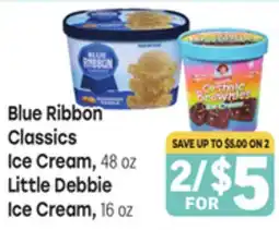 Tony’s Fresh Market Blue Ribbon Classics Ice Cream, 48 oz, Little Debbie Ice Cream, 16 oz offer