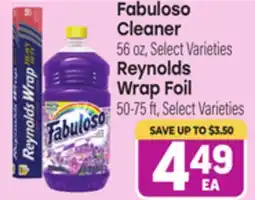 Tony’s Fresh Market Fabuloso Cleaner 56 oz, Reynolds Wrap Foil 50-75 ft offer