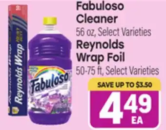 Tony’s Fresh Market Fabuloso Cleaner 56 oz, Reynolds Wrap Foil 50-75 ft offer