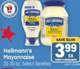 Tony’s Fresh Market Hellmann's Mayonnaise offer