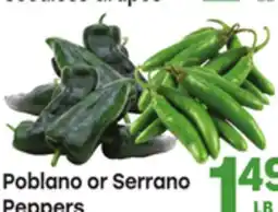 Tony’s Fresh Market Poblano or Serrano Peppers offer
