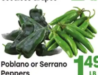 Tony’s Fresh Market Poblano or Serrano Peppers offer