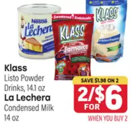 Tony’s Fresh Market Klass Listo Powder Drinks, 14.1 oz La Lechera Condensed Milk 14 oz offer