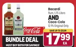 Tony’s Fresh Market Bacardi Rum, 1.75 Liters AND Coca-Cola 12 Pk Original Only offer