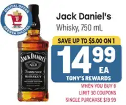 Tony’s Fresh Market Jack Daniel's Whisky offer
