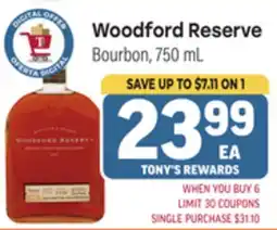 Tony’s Fresh Market Woodford Reserve offer
