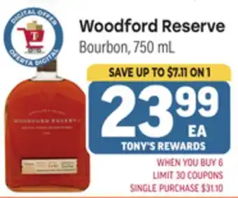 Tony’s Fresh Market Woodford Reserve offer