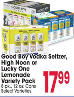 Jewel-Osco Good Boy Vodka Seltzer, High Noon or One Lucky Lemonade Variety Pack offer