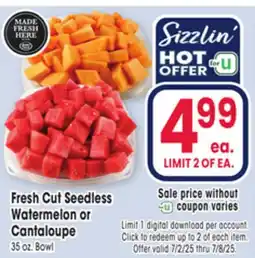 Jewel-Osco Fresh Cut Seedless Watermelon or Cantaloupe offer