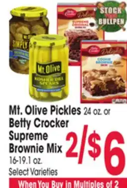 Jewel-Osco Mt. Olive Pickles 24 oz. or Betty Crocker Supreme Brownie Mix 16-19.1 oz offer