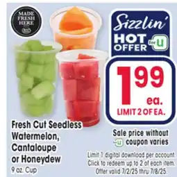 Jewel-Osco Fresh Cut Seedless Watermelon, Cantaloupe or Honeydew offer