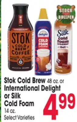 Jewel-Osco Stok Cold Brew 48 oz. or International Delight or Silk Cold Foam 14 oz offer