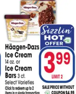 Jewel-Osco Häagen-Dazs Ice Cream 14 oz. or Ice Cream Bars 3 ct offer