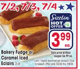 Jewel-Osco Bakery Fudge or Iced Caramel Iced Eclairs offer