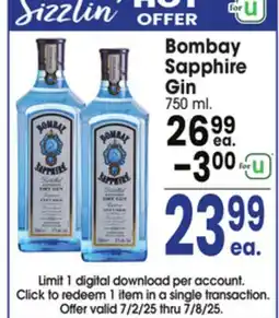 Jewel-Osco Bombay Sapphire Gin offer