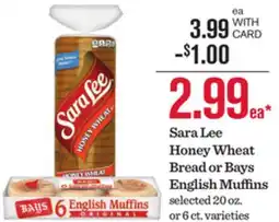 Mariano's Sara Lee Honey Wheat Bread or Bays English Muffins offer
