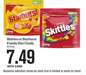 Mariano's Skittles or Starburst Family Size Candy offer