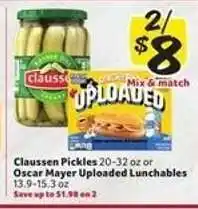 Winn Dixie Claussen Pickles or Oscar Mayer Uploaded Lunchables offer