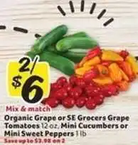 Winn Dixie Organic Grape or SE Grocers Grape Tomatoes, Mini Cucumbers or Mini Sweet Peppers offer