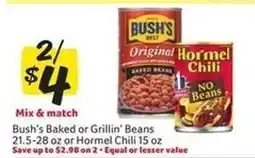 Winn Dixie Bush's Baked or Grillin' Beans or Hormel Chili offer