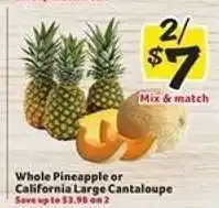 Winn Dixie Whole Pineapple or California Large Cantaloupe offer