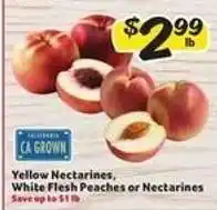 Winn Dixie Yellow Nectarines, White Flesh Peaches or Nectarines offer