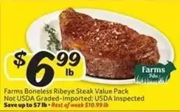 Winn Dixie Farms Boneless Ribeye Steak Value Pack offer