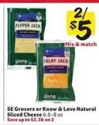 Winn Dixie SE Grocers or Know & Love Natural Sliced Cheese offer