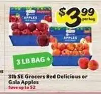 Winn Dixie 3lb SE Grocers Red Delicious or Gala Apples offer