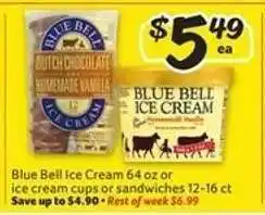 Winn Dixie Blue Bell Ice Cream offer