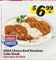Winn Dixie USDA Choice Beef Boneless Cube Steak offer