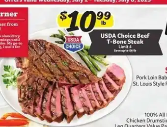 Winn Dixie USDA Choice Beef T-Bone Steak offer