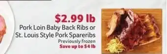 Winn Dixie Pork Loin Baby Back Ribs or St. Louis Style Pork Spareribs offer